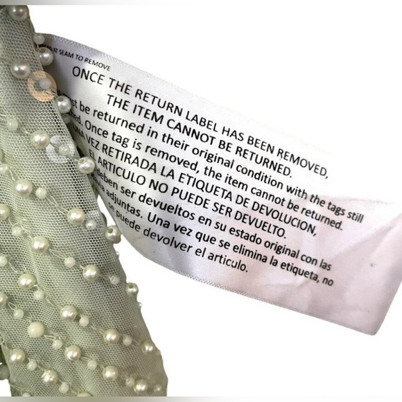 NWT $598 Mac Duggal Pearl Embellished Soft Tie One Shoulder Gown Mint Green Teal - Picture 12 of 14